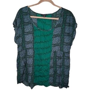 American Eagle Blue Green Mixed Print Tie Dye Lightweight Tee Size Large